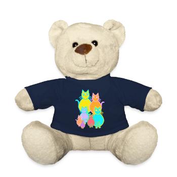 années 80 des années 90 chats chat famille enfants enfant - Nounours - bleu marine - Devant
