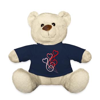 3 Music Liebe Notenschlüssel Noten Bass Herzen - Teddy - French Navy - Vorne