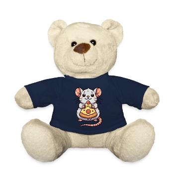 mignon souris rat pizza pizza amateur de pizza dessin animé - Nounours - bleu marine - Devant