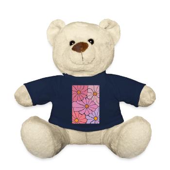 Boho Flora Flowers - Teddy Bear - french navy - Front
