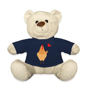 Chicken with Heart Balloon - Gift Idea - Gift - Teddy Bear - french navy - Front