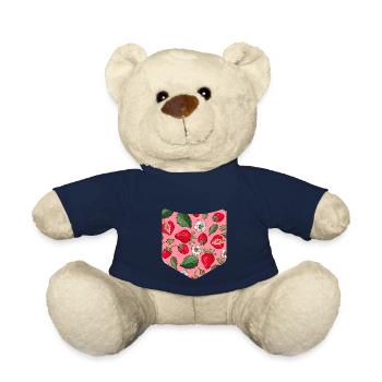 Sommer Obst Frucht Brusttasche Erdbeere - Teddy - French Navy - Vorne