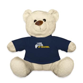 Deaf Pride, audiologist, finger spelling - Teddy Bear - french navy - Front