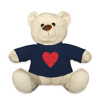 Bâton de coeur point de croix à la main - Nounours - bleu marine - Devant