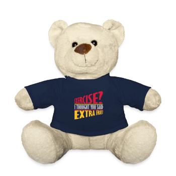 Exercise Extra Fries Quote - Teddy Bear - french navy - Front