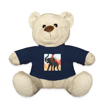 girl riding elephant - Teddy Bear - french navy - Front