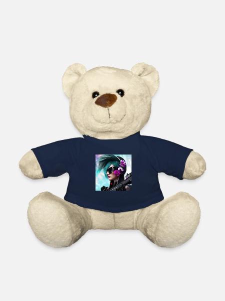 Cyber style Girl Woman Flower Sunglasses - Teddy Bear - french navy