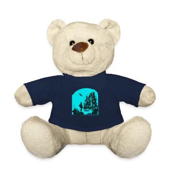8 bit design in the style of retro video games - Teddy Bear - french navy - Front