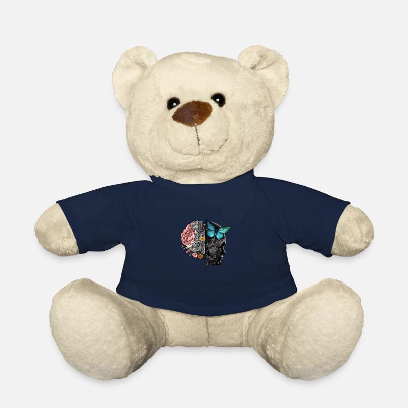 Half Vintage Flower brain Batterfly Ur-Tshirt - Teddy - French Navy