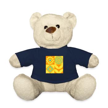 Bauhaus Design Retro Stil, orange, gelb, oberedel - Teddy - French Navy - Vorne