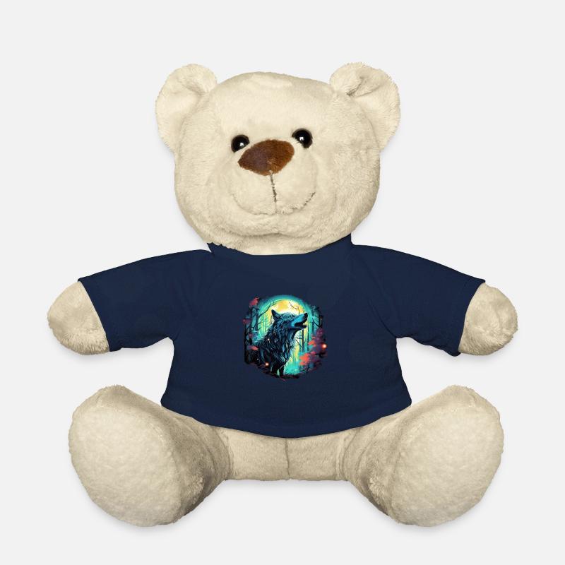 Epic wolf at full moon - Teddy Bear - french navy