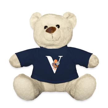 Buchstabe v Geburtstagsballon - Teddy - French Navy - Vorne