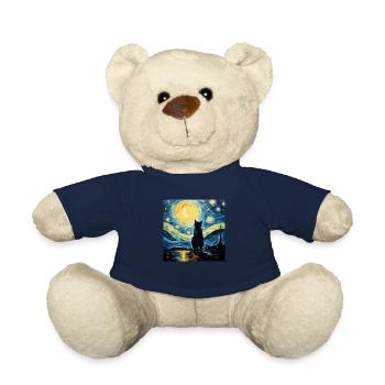 Cat, Cat Motif, Van Gogh, Starry Night - Teddy Bear - french navy - Front