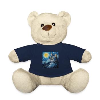 Cat, Cat Motif, Van Gogh, Starry Night - Teddy Bear - french navy - Front