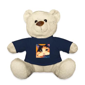 Cat, Cat Motif - Teddy Bear - french navy - Front