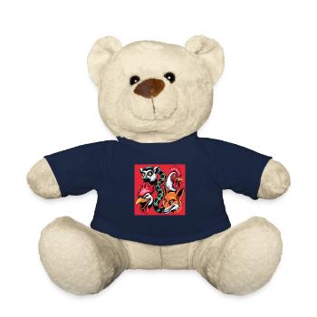 Pop-art Fuchs Hahn Lemur Schlange Smile - Teddy - French Navy - Vorne