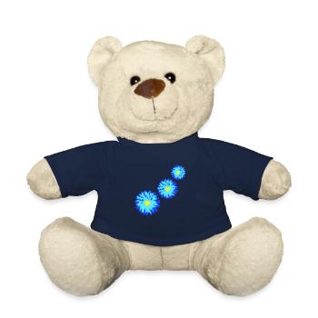 Many Pretty Flowers Colorful Decorative Pattern Beautiful - Teddy Bear - french navy - Front