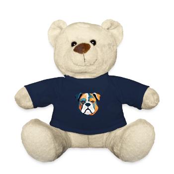 Englische Bulldogge Vektorkunst mit lebendigen Farben - Teddy - French Navy - Vorne