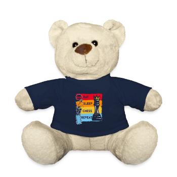 Witziger Schachkönig Eat Sleep Schach Repeat - Teddy - French Navy - Vorne