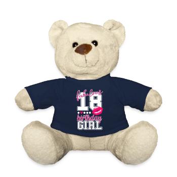 fabulous 18 birthday girl 18th birthday pink Kiss - Teddy Bear - french navy - Front