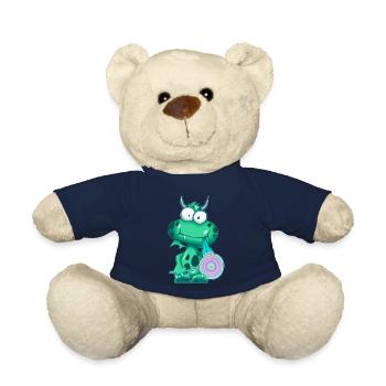 Grünes Monster mit Lolli - Teddy - French Navy - Vorne