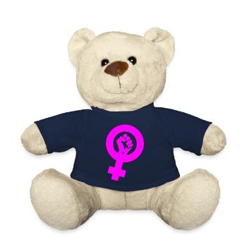 Feminismus Kampf Faust pink - Teddy - French Navy - Vorne