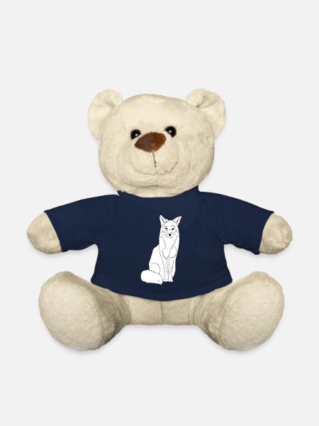 renard heureux en noir et blanc - Nounours - bleu marine