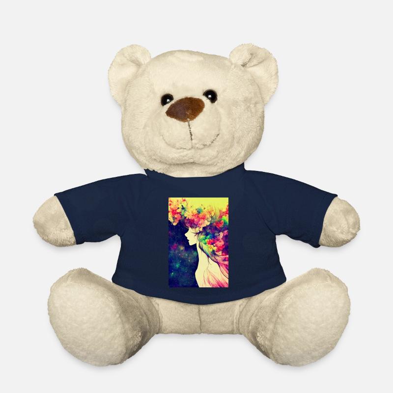 Flower power - Nounours - bleu marine