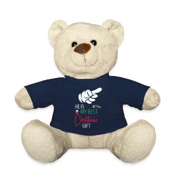 He Is My Best Christmas Gift Christmas Couples Tee - Teddy - French Navy - Vorne