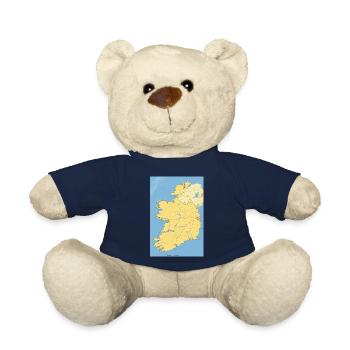 Carte de l’Irlande avec les villes, les routes, les rivières, les lacs - Nounours - bleu marine - Devant