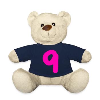 9 ans anniversaire rose - Nounours - bleu marine - Devant