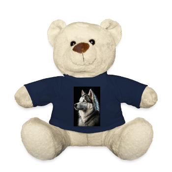 Husky Chien Animal Cool Réaliste - Nounours - bleu marine - Devant