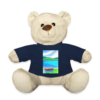 Landscape with lake, boat and mountains - Teddy Bear - french navy - Front