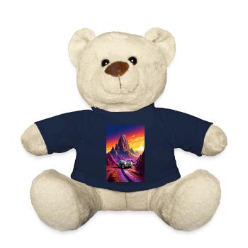 Hot Rod, Car, Futuristic, Desert, Colorful - Teddy Bear - french navy - Front