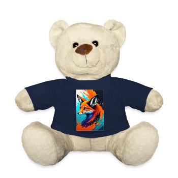 Buntes Kunst Potrait Fuchs 1 - Teddy - French Navy - Vorne