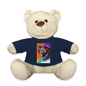 Buntes Kunst Potrait Tiger 1 - Teddy - French Navy - Vorne