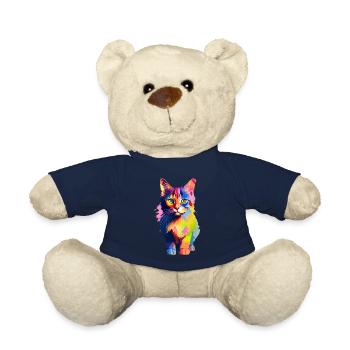 Animal colorful cat - Teddy Bear - french navy - Front