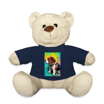 Modernes Pop-Art Print | bunt | Beagle Hund - Teddy - French Navy - Vorne