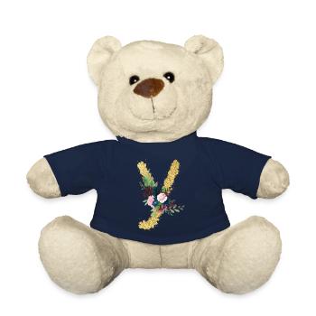Letter y gold floral - Teddy Bear - french navy - Front