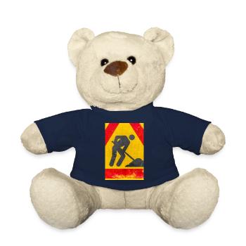 Workman road sign - Teddy Bear - french navy - Front