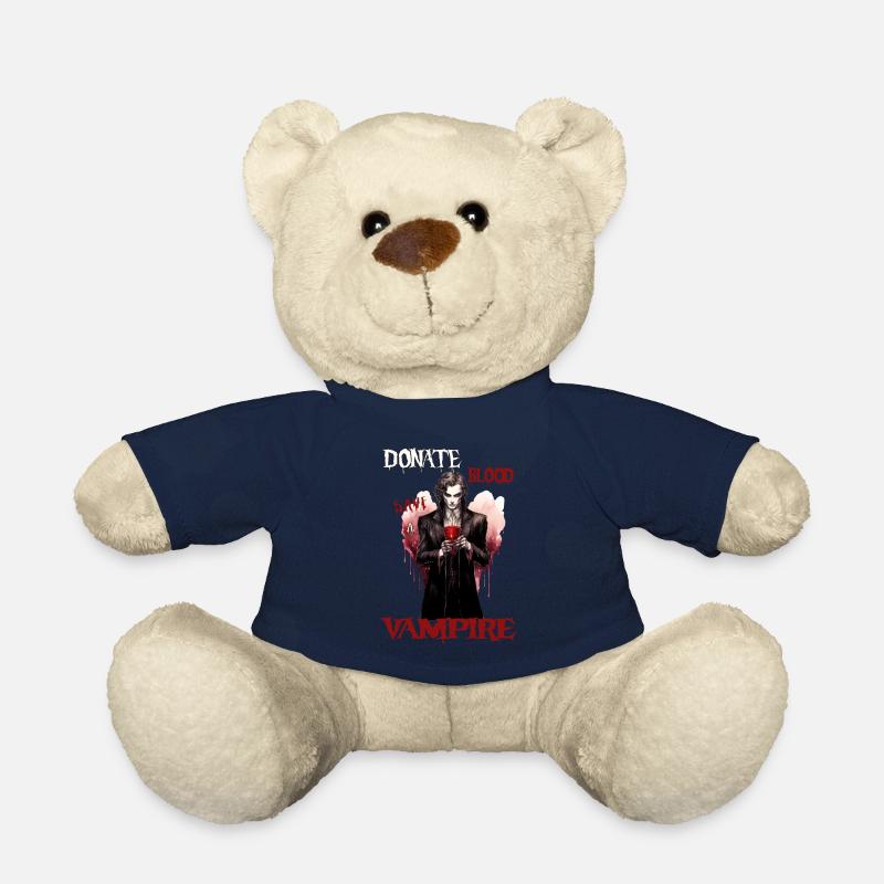 Halloween Design - donner du sang sauver un vampire - Nounours - bleu marine