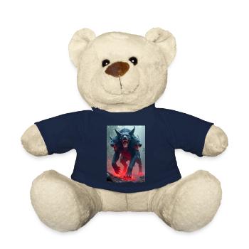 Cerberus, dreiköpfiger schwarzer Hund, leuchtende Augen - Teddy - French Navy - Vorne
