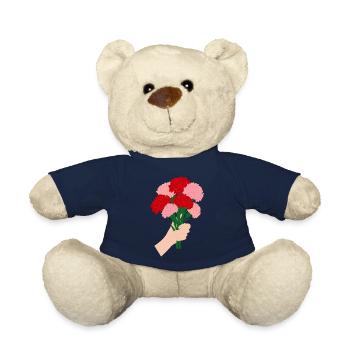for you- red carnation flower3 - Teddy Bear - french navy - Front