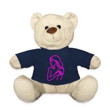 Line Art Woman Profile – Minimalist - Teddy Bear - french navy - Front