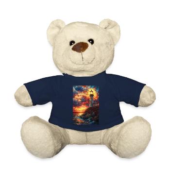 Vitrail phare coucher de soleil - Nounours - bleu marine - Devant