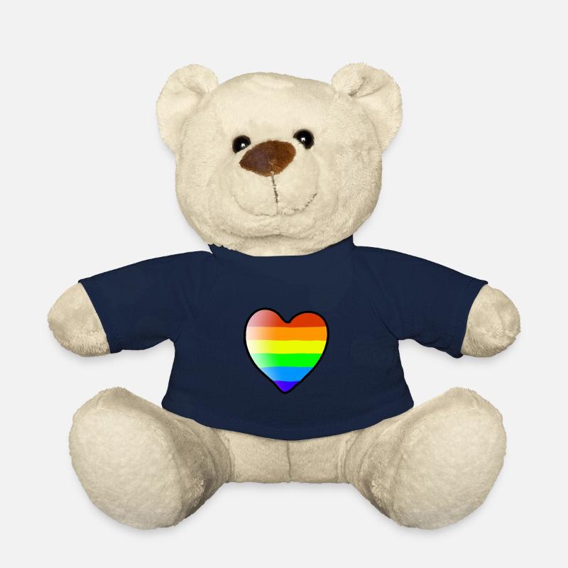 Rainbow Heart Idée cadeau colorée LGBT - Nounours - bleu marine