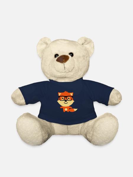 Cute & Funny Hipster Baby fox with nerd glasses - Teddy - French Navy