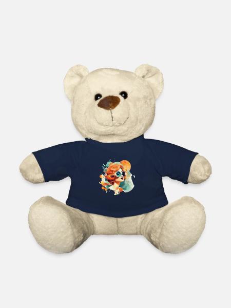 Retro Diva: Femme avec des lunettes de soleil rétro - Nounours - bleu marine