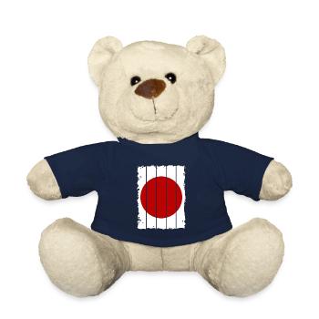 Japan Flag Used Look Nihon Japanese Flag - Teddy Bear - french navy - Front