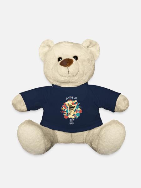 Harp Gift Musical Instrument Musician Plucking - Teddy Bear - french navy